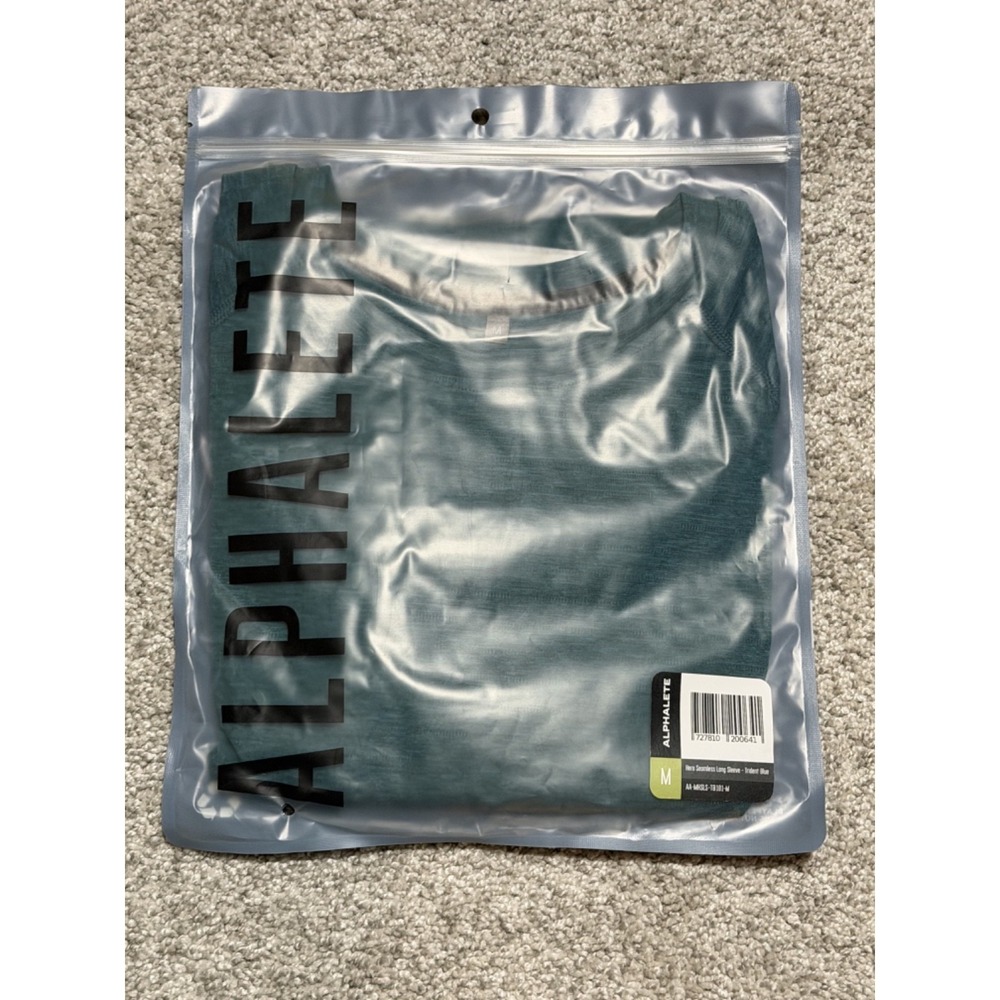 NEW In Bag Men's Alphalete Hero Seamless Long Sleeve In Trident Blue Sz M